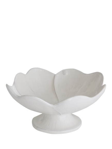 Virginia Casa Clover Footed Earthenware Serving Bowl, 34cm, White, White