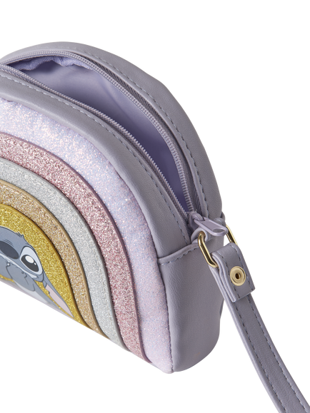 NAME IT Kids' Disney's Stitch Glitter Bag, Lavender Grey - view 2, Lavender Gray