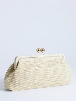 Topshop Abbie Raffia Clutch Bag, Light Brown