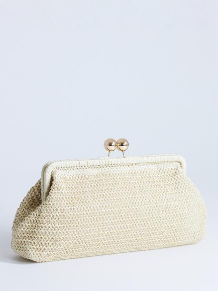 Topshop Abbie Raffia Clutch Bag, Light Brown