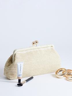 Topshop Abbie Raffia Clutch Bag - view 2, Light Brown