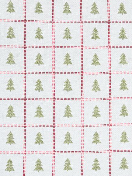 John Lewis Christmas Tree Cotton Tea Towels, Set of 2, Off White/Green/Red - view 2, Offwhite/Red/Green