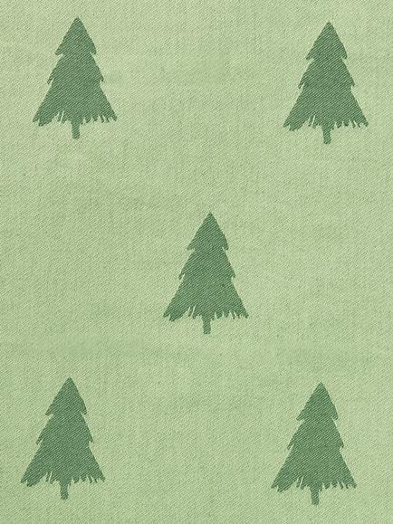 John Lewis Christmas Tree Cotton Tea Towel, Green - view 2, Offwhite/Red/Green