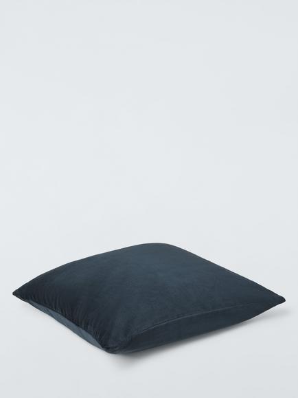 John Lewis Cotton Velvet Cushion - view 2, New Navy