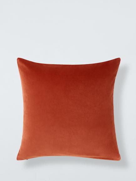 John Lewis Cotton Velvet Cushion, Sienna