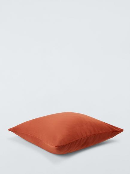 John Lewis Cotton Velvet Cushion - view 2, Sienna