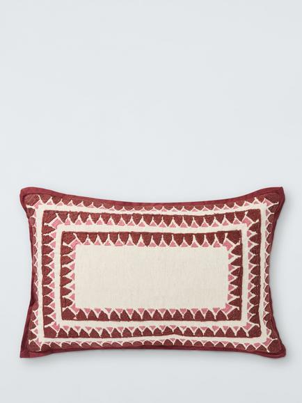 John Lewis Deco Border Cushion, Umber, Burnt Umber
