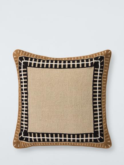 John Lewis Rustic Border Cushion, Cardamom, Cardamom