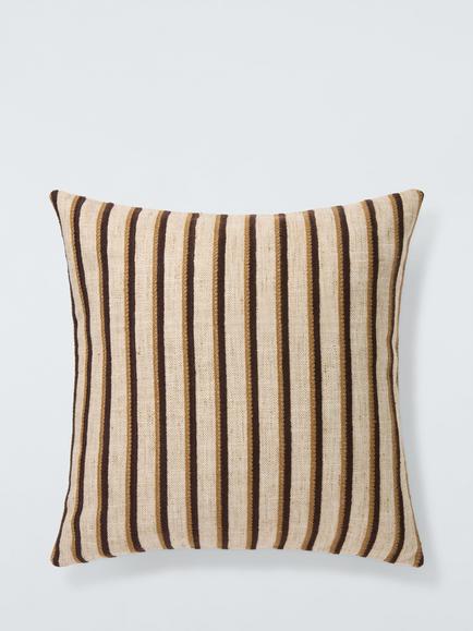 John Lewis Rustic Stripe Square Cushion 50x50, Caramon, Cardamom