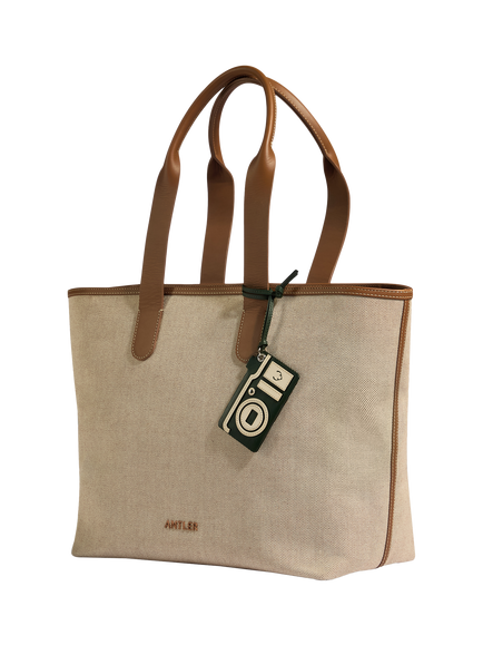 Antler Camera Heritage Leather Luggage Tag, Cedar - view 2, Cedar