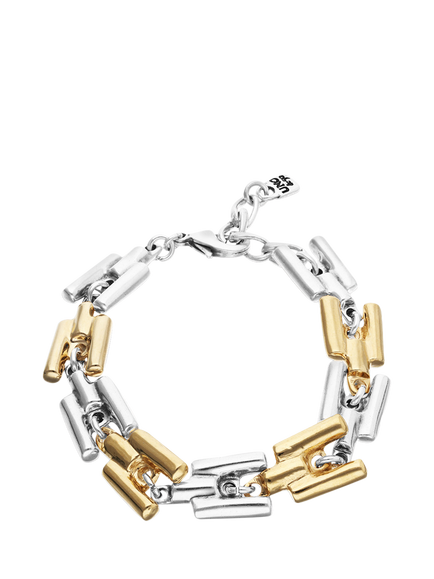 UNOde50 Chunky Interlock Two Tone Bracelet, Silver/Gold, Silver/Gold