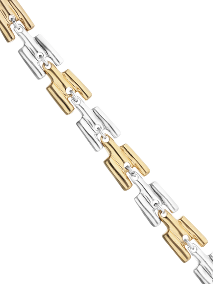 UNOde50 Chunky Interlock Two Tone Bracelet, Silver/Gold - view 2, Silver/Gold