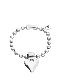 UNOde50 Beaded Heart Charm Bracelet, Silver