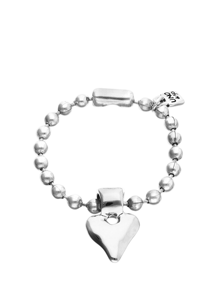 UNOde50 Beaded Heart Charm Bracelet, Silver