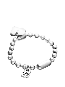 UNOde50 Beaded Heart Charm Bracelet - view 2, Silver