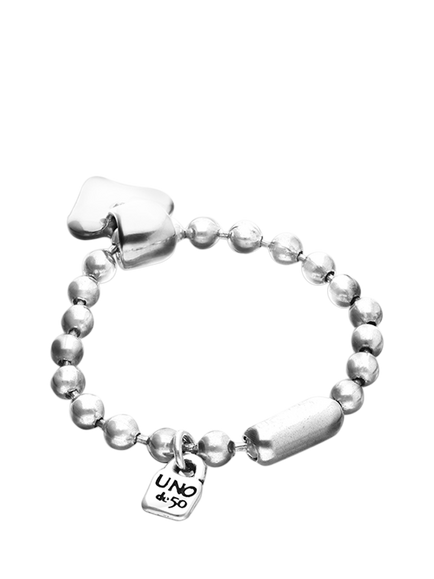 UNOde50 Beaded Heart Charm Bracelet - view 2, Silver