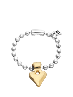 UNOde50 Two Tone Beaded Heart Bracelet, Silver/Gold, Silver/Gold