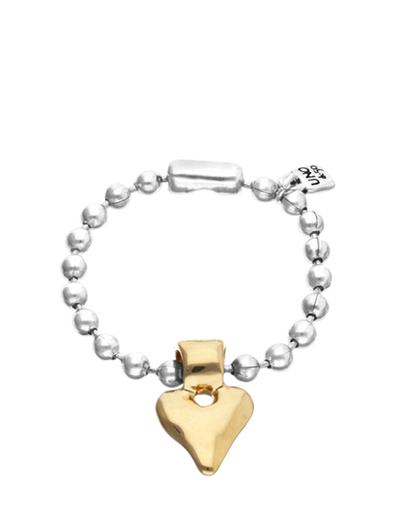 UNOde50 Two Tone Beaded Heart Bracelet, Silver/Gold, Silver/Gold