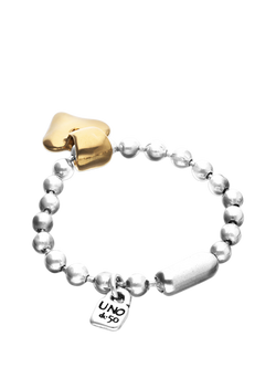 UNOde50 Beaded Heart Charm Bracelet - view 2, Silver/Gold