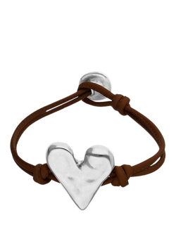 UNOde50 Molten Heart Cord Bracelet, Brown/Silver, Brown/Silver