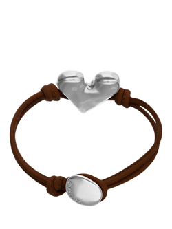 UNOde50 Molten Heart Cord Bracelet, Brown/Silver - view 2, Brown/Silver