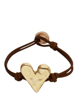 UNOde50 Molten Heart Cord Bracelet, Brown/Gold, Brown/Gold