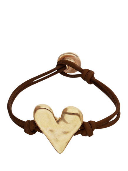 UNOde50 Molten Heart Cord Bracelet, Brown/Gold, Brown/Gold