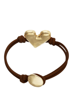 UNOde50 Molten Heart Cord Bracelet, Brown/Gold - view 2, Brown/Gold