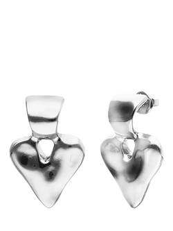 UNOde50 Molten Heart Stud Earrings, Silver