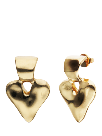 UNOde50 Molten Heart Stud Earrings, Gold