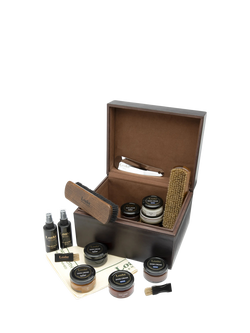 Loake Large Luxury Valet Box, Dark Brown, Brown Leather