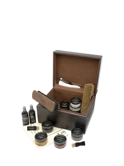 Loake Large Luxury Valet Box, Dark Brown, Brown Leather