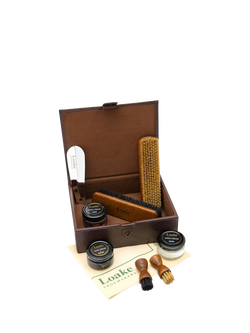 Loake Small Luxury Valet Box, Dark Brown, Brown Leather