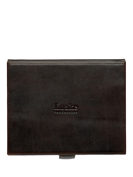 Loake Small Luxury Valet Box, Dark Brown - view 2, Brown Leather
