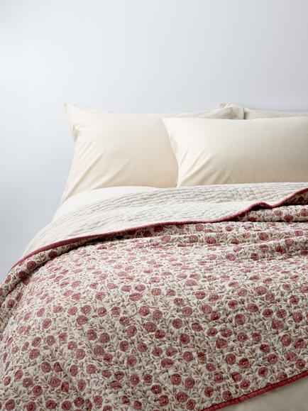 John Lewis Leafield Quilted Bedspread, Pink Clay, Pink Clay