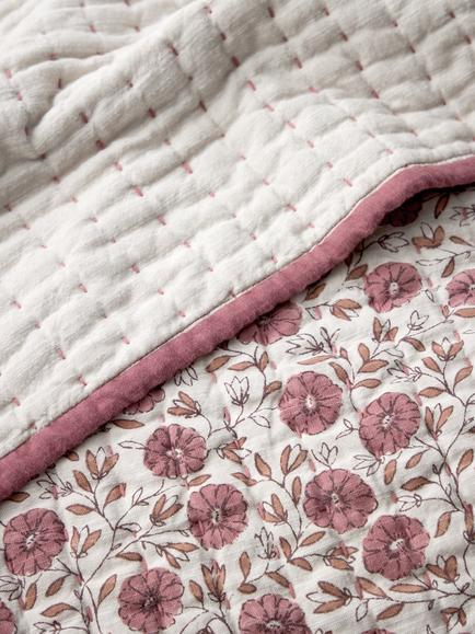 John Lewis Leafield Quilted Bedspread, Pink Clay - view 2, Pink Clay