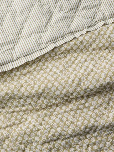 John Lewis Riya Quilted Bedspread, Bronze Green - view 2, Bronze Green
