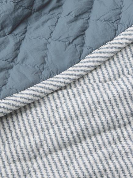 John Lewis Striped Quilted Bedspread - view 2, Blue