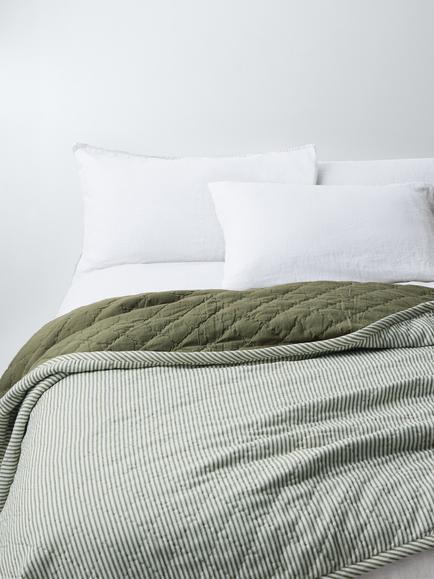 John Lewis Striped Quilt, Green