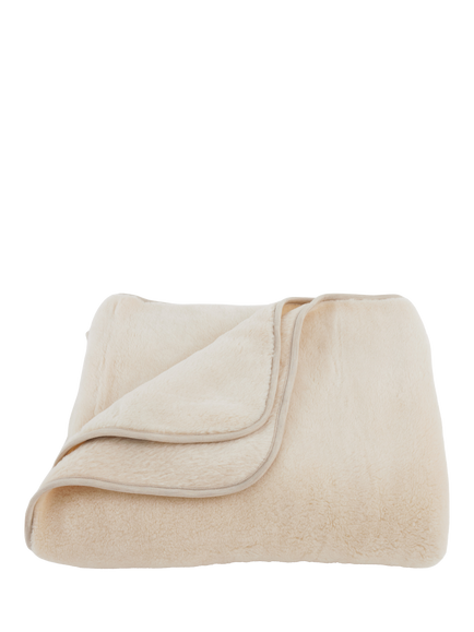 SHLEEP Reversible Merino Knit Fleece Throw, Ivory Tusk