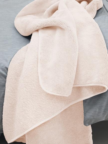 SHLEEP Reversible Merino Knit Fleece Throw - view 2, Ivory Tusk