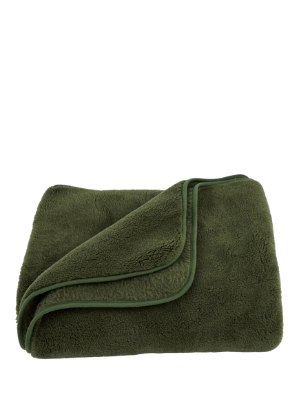 SHLEEP Reversible Merino Knit Fleece Throw, Olive Grove