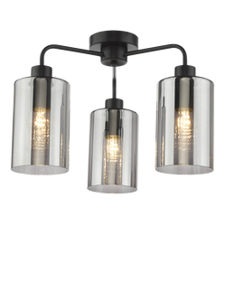 Där Daylin 5 Arm Glass Semi Flush Ceiling Light, Black, 
