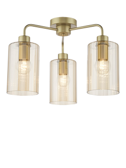 Där Daylin 5 Arm Glass Semi Flush Ceiling Light, Gold, 