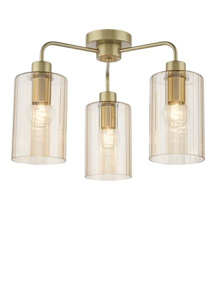 Där Daylin 5 Arm Glass Semi Flush Ceiling Light, Gold, Gold Gold