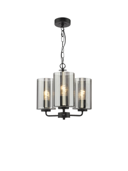 Där Daylin 3 Arm Glass Pendant Ceiling Light, Black, 