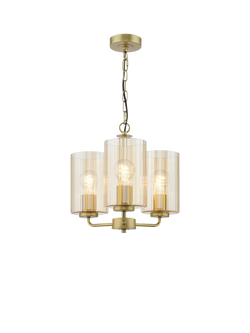 Där Daylin 3 Arm Glass Pendant Ceiling Light, Gold, 