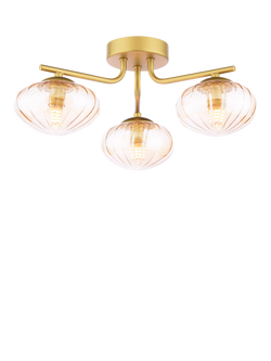 Där Ede 3-Arm Semi Flush Ceiling Light, Gold/Amber, 