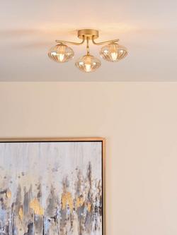 Där Ede 3-Arm Semi Flush Ceiling Light, Gold/Amber - view 2, 