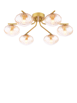 Där Ede 6-Arm Semi Flush Ceiling Light, Gold/Amber, 